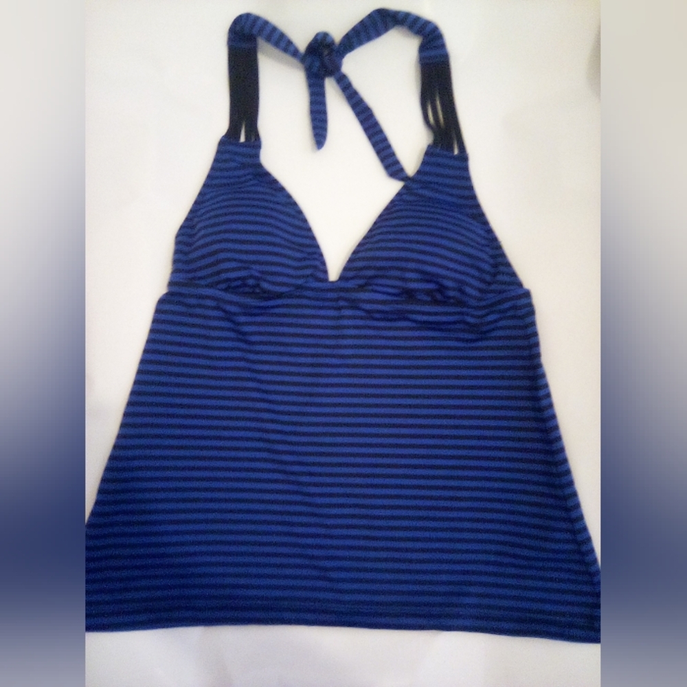 Mossimo Halter Blue and Black Striped Bikini Top Size M Summer Vacation Beach